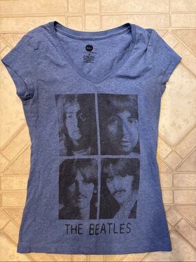 The Beatles Cut Sleeve Band Tee Size Small Blue Cotton & Polyester Blend
